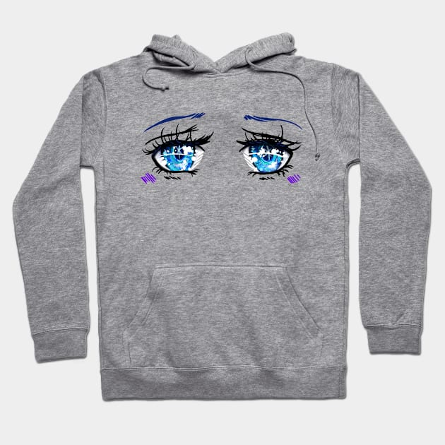 Blue Star Sapphire  Eyes Illustration Hoodie by CatsandBats